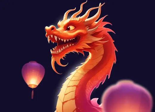 Dragon rouge et lampions